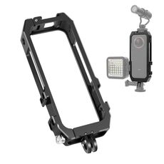 PULIUZ Telaio per alloggiamento della cabina di protezione protettiva con montature per scarpe a freddo e adattatore a treppiede pieghevole magnetico per insta360 uno x2 (nero)