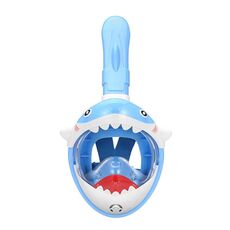 Fumetto Bambini Full Drive Dry Mask Swimming Anti-nebbia Snorkeling Mask, Dimensioni: XS (Shark Blue)