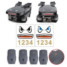 3 set adesivo per batteria con emoticon squalo drone (blu e nero)