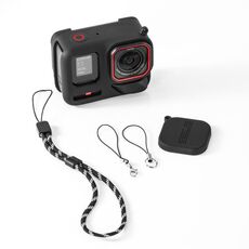 Per Insta360 Ace Pro 2 STARTRC Custodia in silicone con copriobiettivo e cordino (nero)