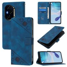 Custodia in pelle goffrata effetto pelle per Honor 400 (blu)