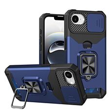 Per iPhone 16e Camera Shield Card Slot Custodia per telefono in PC+TPU (blu)