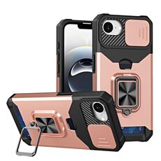 Per iPhone 16e Camera Shield Card Slot PC+TPU Custodia per telefono (oro rosa)