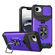 Per iPhone 16e Camera Shield Card Slot PC+TPU Custodia per telefono (viola)