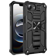 Per iPhone 16e Custodia magnetica per telefono ibrida in TPU antiurto con supporto (nero)