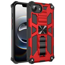 Per iPhone 16e Custodia magnetica per telefono ibrida in TPU antiurto con supporto (rosso)
