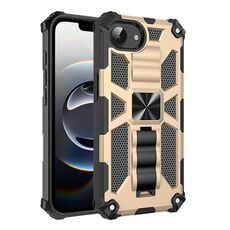 Per iPhone 16e Armor Custodia magnetica per telefono ibrida in TPU antiurto con supporto (oro)