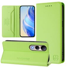 Per vivo V50 Lite 5G RC01 Custodia per telefono in pelle RFID con ventosa magnetica a doppia piega (verde erba)