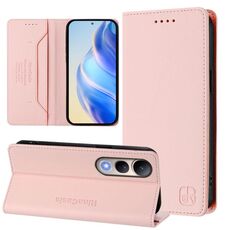 Per vivo V50 Lite 5G RC01 Custodia per telefono in pelle RFID con ventosa magnetica a doppia piega (rosa)