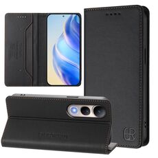 Per vivo V50 Lite 5G RC01 Custodia per telefono in pelle RFID con ventosa magnetica a doppia piega (nera)