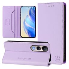 Per vivo V50 Lite 5G RC01 Custodia per telefono in pelle RFID con ventosa magnetica a doppia piega (viola chiaro)