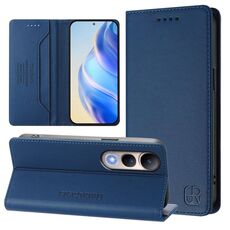 Per vivo V50 Lite 5G RC01 Custodia per telefono in pelle RFID con ventosa magnetica a doppia piega (blu scuro)