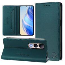 Per vivo V50 Lite 5G RC01 Custodia per telefono in pelle RFID con ventosa magnetica a doppia piega (verde scuro)