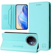 Per vivo Y39 5G Global RC01 Custodia per telefono in pelle RFID con ventosa magnetica a doppia piega (verde menta)