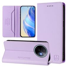 Per vivo Y39 5G Global RC01 Custodia per telefono in pelle RFID con ventosa magnetica a doppia piega (viola chiaro)