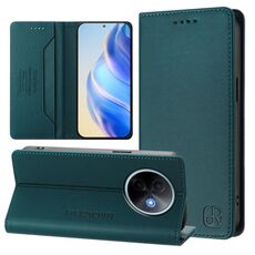 Per vivo Y39 5G Global RC01 Custodia per telefono in pelle RFID con ventosa magnetica a doppia piega (verde scuro)