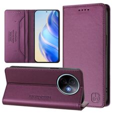 Per vivo Y39 5G Global RC01 Custodia per telefono in pelle RFID con ventosa magnetica a doppia piega (viola)