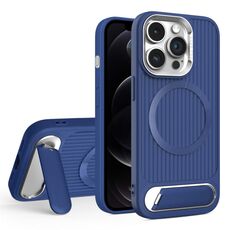 Per iPhone 12 Pro Vertical Lines Invisible Flat Holder MagSafe Custodia per telefono (blu)