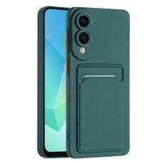 Per Samsung Galaxy S25 Edge 5G Custodia per telefono in TPU con bottoni a contrasto di colore e pelle (verde scuro)
