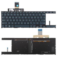 Tastiera per laptop retroilluminata versione USA con tasti direzionali rettangolari per Asus Zenbook Duo 14 UX482 UX482E UX4100E UX482J (blu)