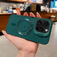 Per iPhone 16 Pro Lens Frame Holder Blade MagSafe Custodia per telefono (verde scuro)
