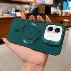 Per iPhone 16 Plus Lens Frame Holder Blade MagSafe Custodia per telefono (verde scuro)