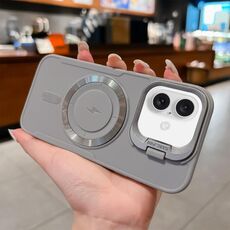 Per iPhone 16 Plus Lens Frame Holder Blade MagSafe Custodia per telefono (grigio siderale)