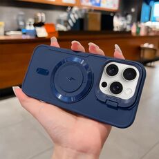 Per iPhone 15 Pro Lens Frame Holder Blade MagSafe Custodia per telefono (blu scuro)