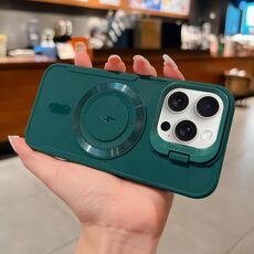 Per iPhone 15 Pro Lens Frame Holder Blade MagSafe Custodia per telefono (verde scuro)