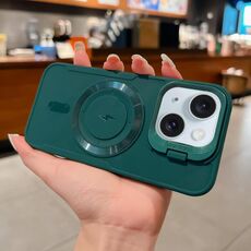 Per iPhone 15 Plus Lens Frame Holder Blade MagSafe Custodia per telefono (verde scuro)