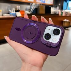 Per iPhone 15 Plus Lens Frame Holder Blade MagSafe Custodia per telefono (viola scuro)