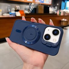 Per iPhone 14 Lens Frame Holder Blade MagSafe Custodia per telefono (blu scuro)