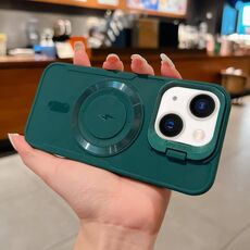 Per iPhone 14 Lens Frame Holder Blade MagSafe Custodia per telefono (verde scuro)