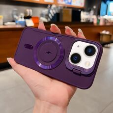 Per iPhone 14 Lens Frame Holder Blade MagSafe Custodia per telefono (viola scuro)