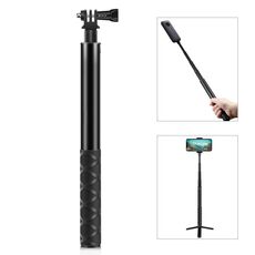 Monopiede per selfie in metallo PULUZ da 110 cm con base adattatore invisibile e vite per Insta360 One RS / X2 / X3 / X4