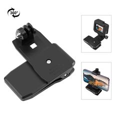 PULUZ 4 in 1 Zaino rotante a 360 gradi Cappello QR Clip Rec-mount con kit di morsetti per telefono