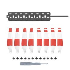 Sunnylife MM3-SN443 per pale dell'elica Mini 3 Pro + custodia pieghevole in silicone (striscia rossa + borsa grigia)