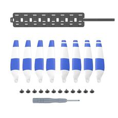 Sunnylife MM3-SN443 per pale dell'elica Mini 3 Pro + custodia pieghevole in silicone (striscia blu + borsa grigia)