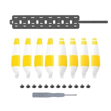 Sunnylife MM3-SN443 per pale dell'elica Mini 3 Pro + custodia pieghevole in silicone (striscia gialla + borsa grigia)