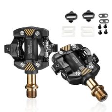 Pedale autobloccante per mountain bike RACEWORK M8100 Pedale SPD ultraleggero con cuscinetto DU, colore: nero oro