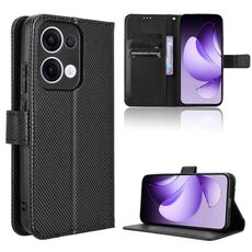 Per OPPO Reno13 5G Custodia per telefono in pelle con texture a diamante globale (nero)