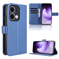 Per OPPO Reno13 5G Custodia per telefono in pelle con texture a diamante globale (blu)
