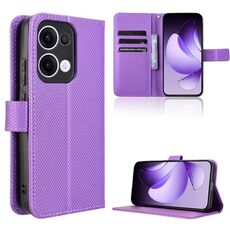 Custodia in pelle con texture a diamante per OPPO Reno13 5G (viola)
