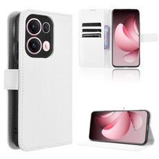 Custodia in pelle con texture a diamante per OPPO Reno13 Pro 5G (bianca)