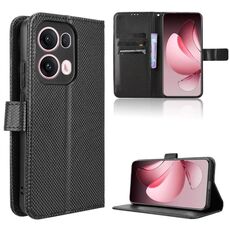 Per OPPO Reno13 Pro 5G Custodia per telefono in pelle con texture a diamante globale (nero)