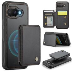 Per Google Pixel 9a JEEHOOD J05 Business Custodia magnetica in pelle RFID (nero)