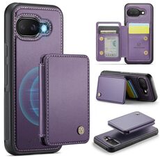 Per Google Pixel 9a JEEHOOD J05 Custodia per telefono in pelle con stile magnetico RFID (viola)