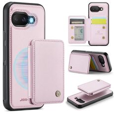 Per Google Pixel 9a JEEHOOD J05 Business Custodia magnetica in pelle RFID (rosa)