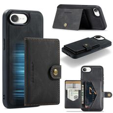 Per iPhone 16e JEEHOOD J01 Retro Custodia per telefono con portafoglio magnetico staccabile (nero)