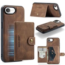Per iPhone 16e JEEHOOD J01 Retro Custodia per telefono con portafoglio magnetico staccabile (marrone)